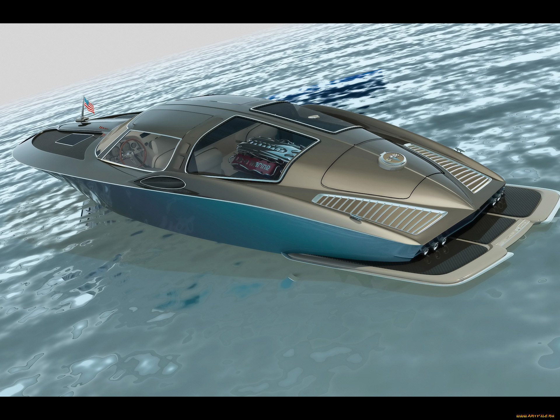 1963, chevrolet, corvette, boat, design, by, bo, zolland, , 3d